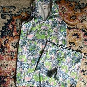 Lilly Pulitzer Kids Dress in Pink and Green Tropical Print